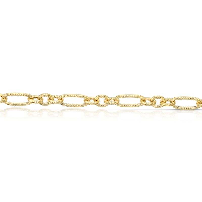 Main Image 2 of 9ct Yellow Gold Textured Figaro 7.5" Bracelet