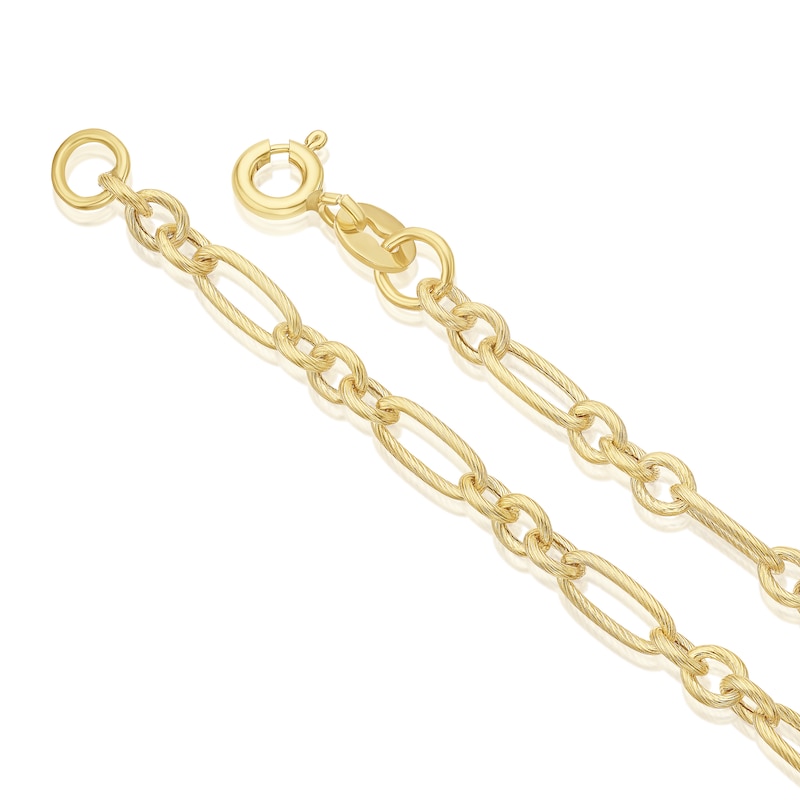 Main Image 3 of 9ct Yellow Gold Textured Figaro 7.5" Bracelet