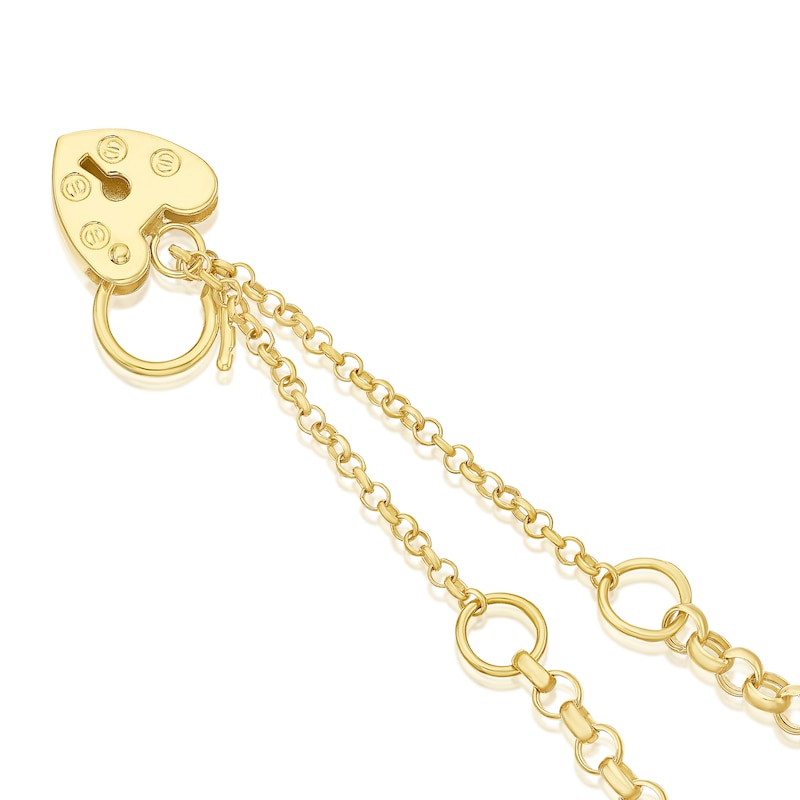 Main Image 3 of 9ct Yellow Gold Padlock Round Belcher 7" Bracelet