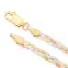Thumbnail Image 3 of 9ct Tri Colour Gold 3 Plait Diamond Cut Herringbone 7.5" Bracelet