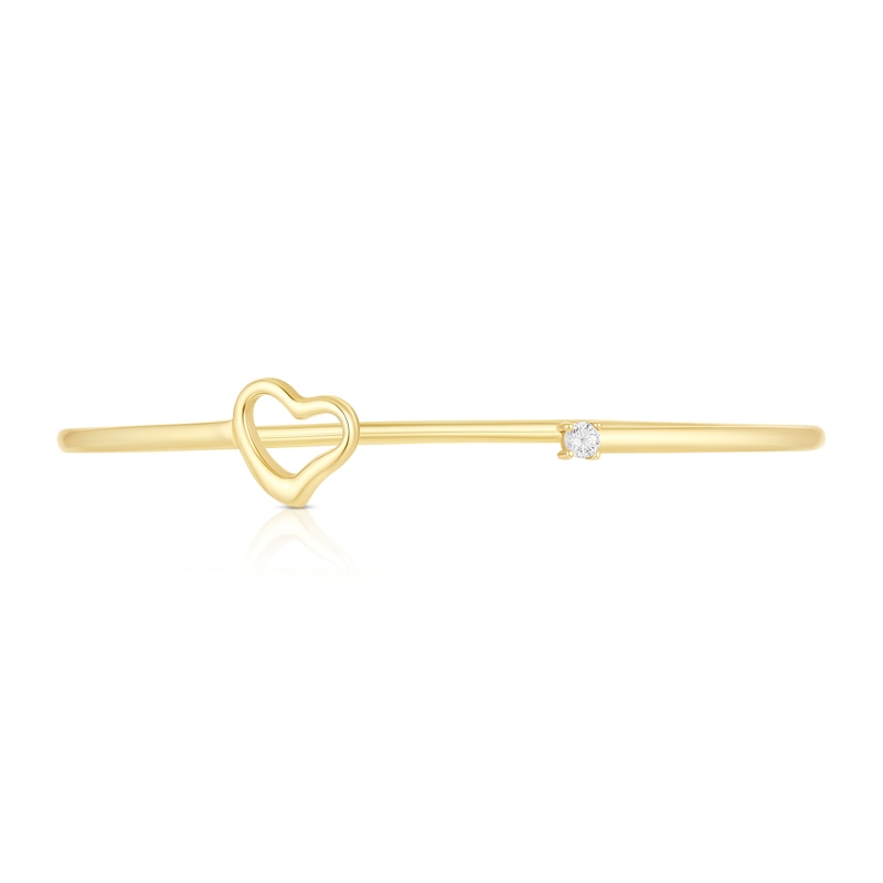 Main Image 2 of 9ct Yellow Gold Cubic Zirconia Heart Torque Bangle