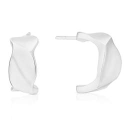 Sterling Silver Sculptured Chunky Half Hoop Earrings