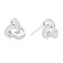 Sterling Silver Cubic Zirconia Knot Stud Earrings