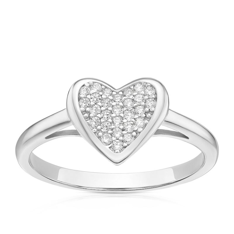 Main Image 1 of Sterling Silver Cubic Zirconia Pavé Heart Ring