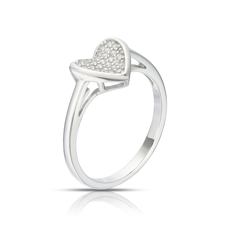 Main Image 2 of Sterling Silver Cubic Zirconia Pavé Heart Ring