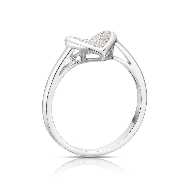 Main Image 3 of Sterling Silver Cubic Zirconia Pavé Heart Ring