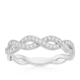 Sterling Silver Cubic Zirconia Twisted Eternity Ring