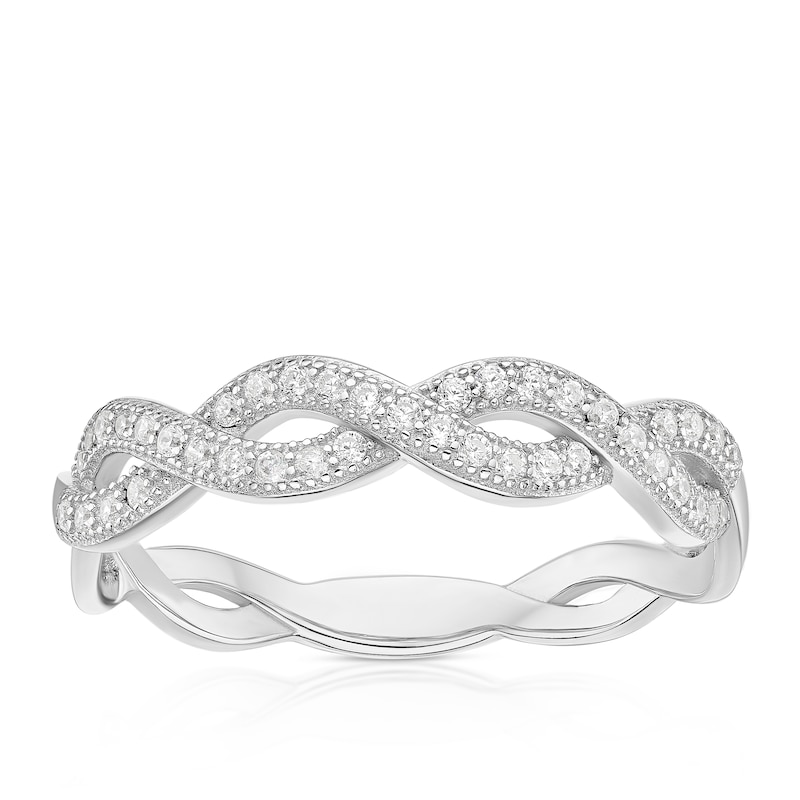Main Image 1 of Sterling Silver Cubic Zirconia Twisted Eternity Ring
