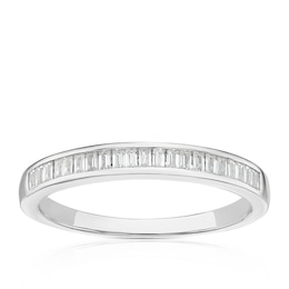 Sterling Silver Cubic Zirconia Baguette Cut Eternity Ring