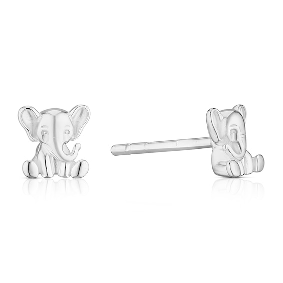 Children's Sterling Silver Elephant Stud Earrings