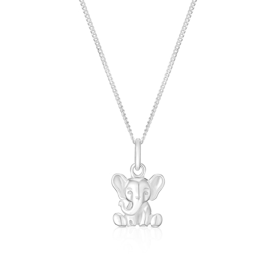 Childrens Sterling Silver Elephant Pendant 14+2 Necklace