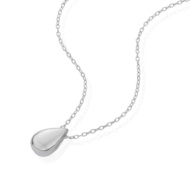Main Image 2 of Sterling Silver Bubble Teardrop Pendant 18" Necklace
