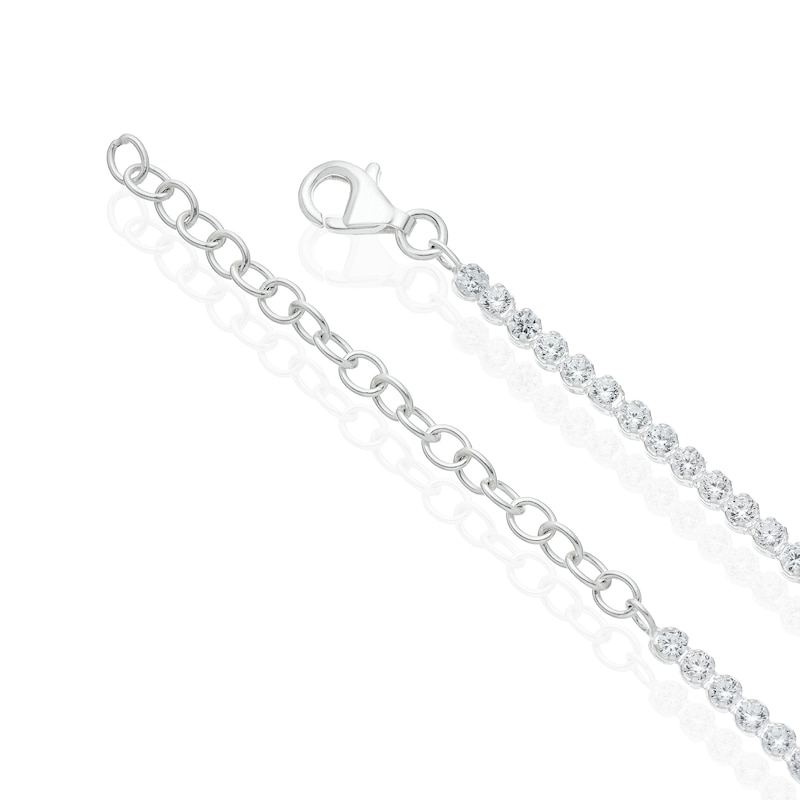 Main Image 3 of Sterling Silver Cubic Zirconia 16+2" Tennis Necklace
