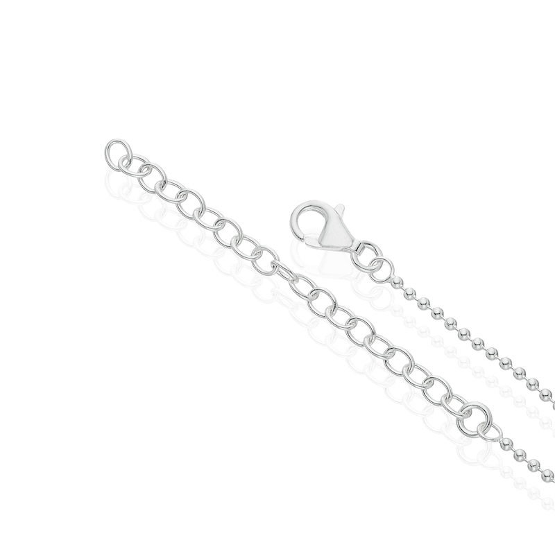 Main Image 3 of Sterling Silver Beaded & Heart Cubic Zirconia Pendant 15.5+2" Necklace
