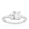 Thumbnail Image 1 of Sterling Silver Created White Sapphire Pear & Emerald Cut Ring