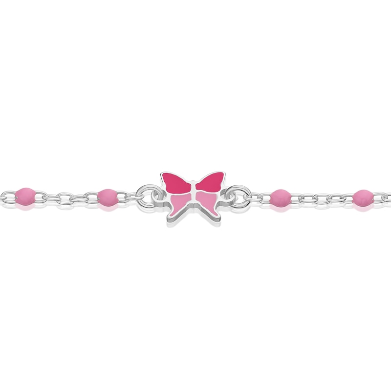 Main Image 2 of Children's Sterling Silver Pink Butterfly Station 5.5+1" Bracelet