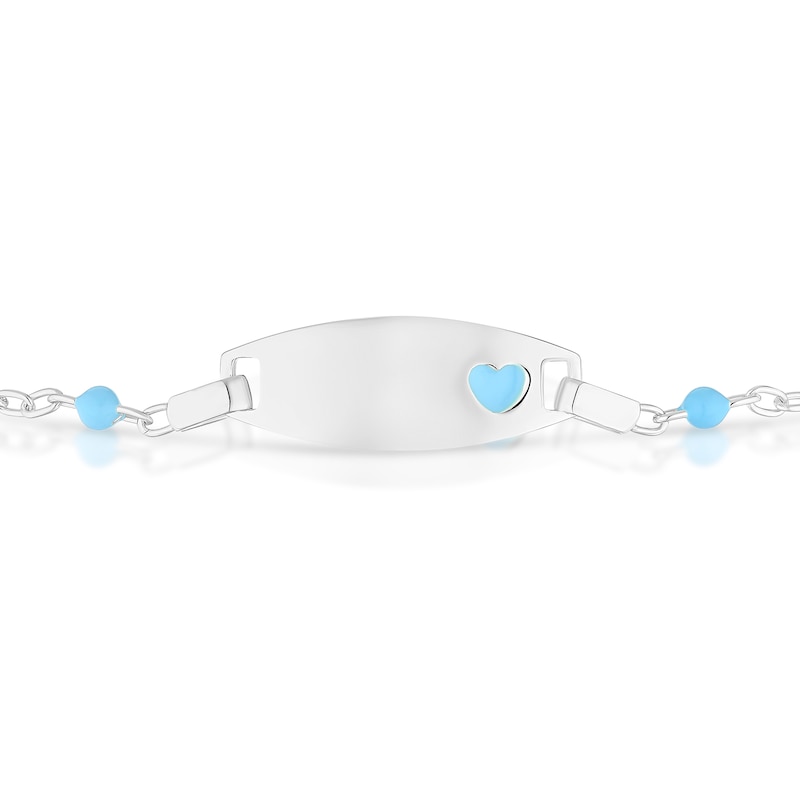 Main Image 2 of Children's Sterling Silver Blue Heart ID Station Ball 5.5+1" Bracelet