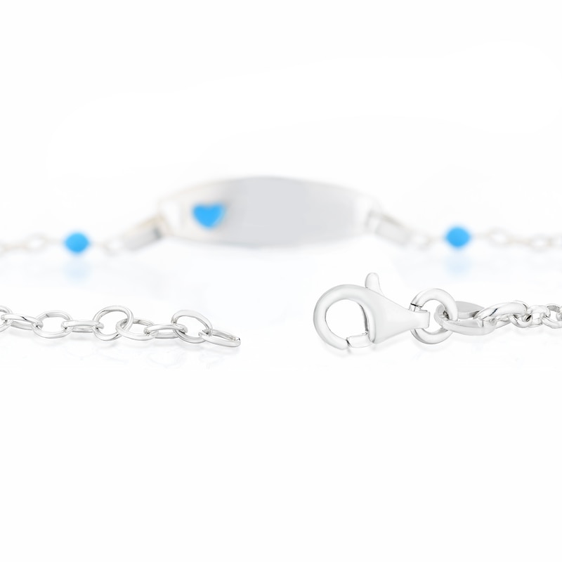 Main Image 3 of Children's Sterling Silver Blue Heart ID Station Ball 5.5+1" Bracelet