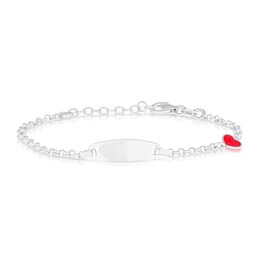 Children's Sterling Silver Red Heart ID 5.5+1" Bracelet