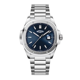 Rotary Men's Blue Dial Stainless Steel Bracelet Watch