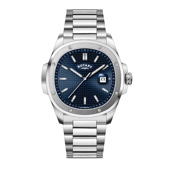 Rotary Men's Blue Dial Stainless Steel Bracelet Watch