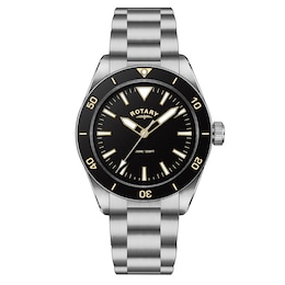Rotary Men's Black Dial Matte Stainless Steel Bracelet Watch