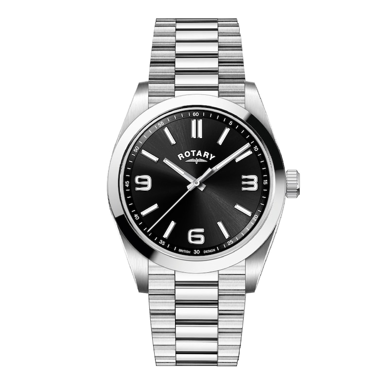 Main Image 1 of Rotary Men's Black Dial Stainless Steel Bracelet Watch