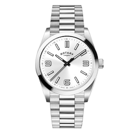 Rotary Men's White Dial Stainless Steel Bracelet Watch