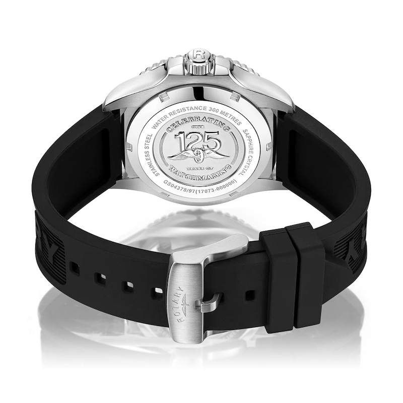 Main Image 4 of Rotary Men's Black & Silver Bezel Black Silicone Strap Watch