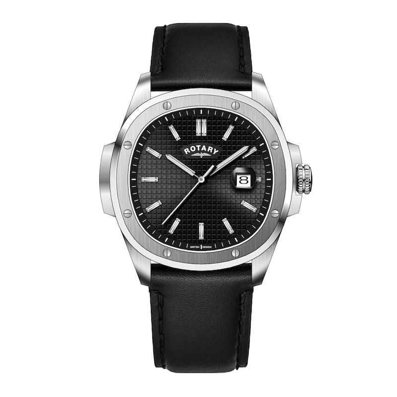Main Image 1 of Rotary Men's Black Dial Black Leather Strap Watch