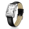 Thumbnail Image 2 of Rotary Men's Rectangle Silver Tone Dial Black Leather Strap Watch