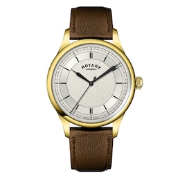 Rotary Men's 40mm Gold Tone Case Brown Leather Strap Watch