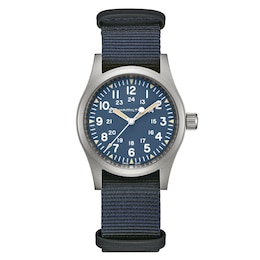 Hamilton Khaki Field Mechanical Men's Blue Textile Strap Watch