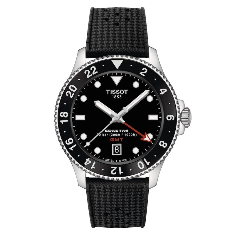 Main Image 1 of Tissot Seastar 1000 GMT Black Dial & Rubber Strap Watch