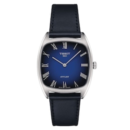 Tissot Stylist Two Tone Dial Blue Leather Strap Watch