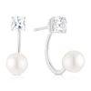 Thumbnail Image 1 of Sterling Silver Pearl & Cubic Zirconia Detail Earrings