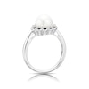 Thumbnail Image 3 of Sterling Silver Pearl, Black Sapphire & Cubic Zirconia Halo Ring