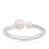 Thumbnail Image 1 of Sterling Silver Double Pearl & Cubic Zirconia Ring