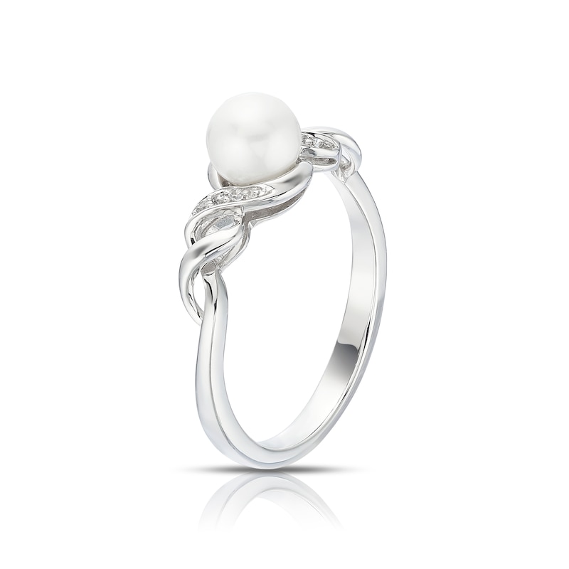 Main Image 2 of Sterling Silver Pearl & Cubic Zirconia Twist Ring