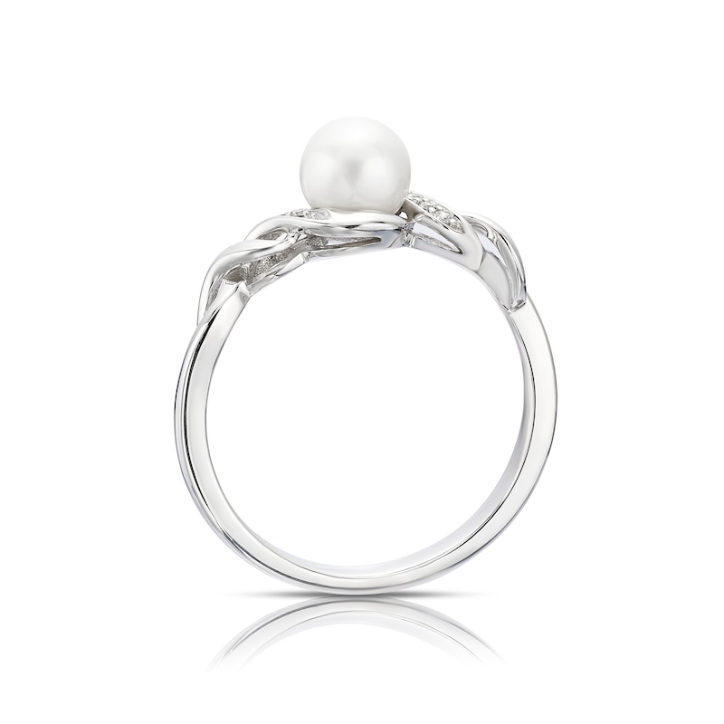 Main Image 3 of Sterling Silver Pearl & Cubic Zirconia Twist Ring