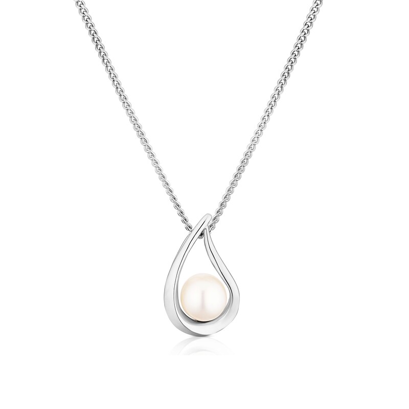 Main Image 1 of Sterling Silver Pearl Teardrop Pendant 18" Necklace