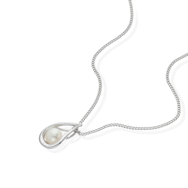 Main Image 2 of Sterling Silver Pearl Teardrop Pendant 18" Necklace