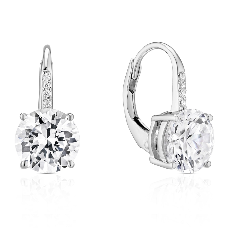 Main Image 1 of Sterling Silver Large Cubic Zirconia Drop Earrings