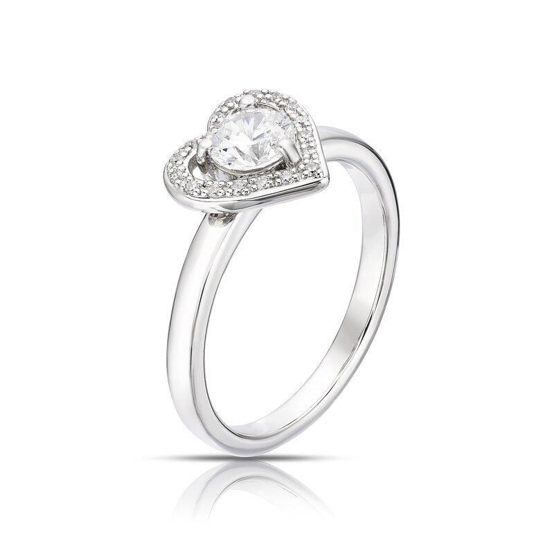 Main Image 2 of Sterling Silver Cubic Zirconia Heart Halo Ring