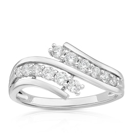 Sterling Silver Cubic Zirconia Curved Ring
