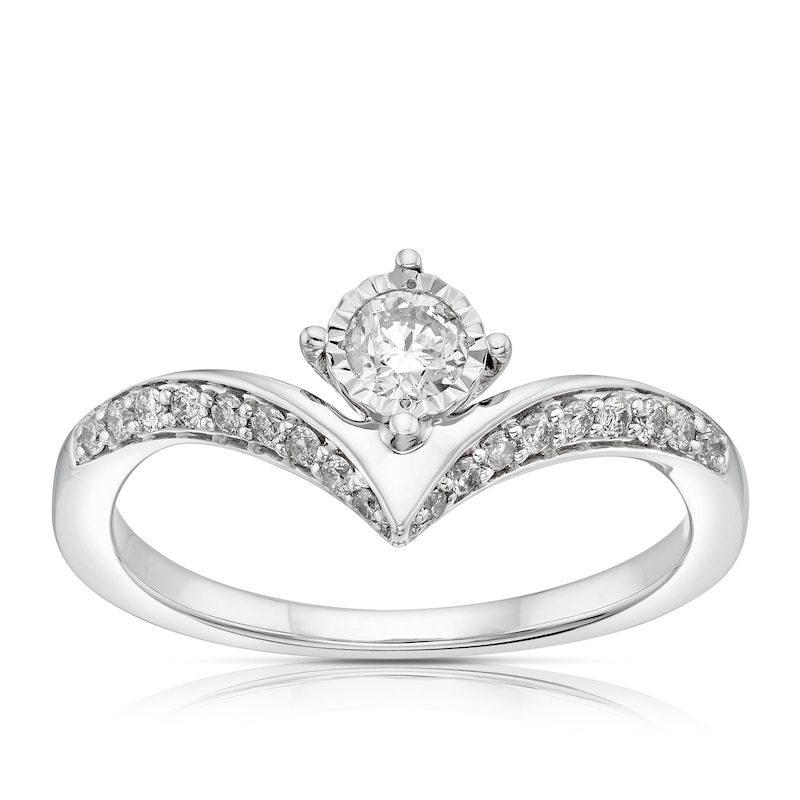 Main Image 1 of 9ct White Gold 0.33ct Diamond V-Shape Ring