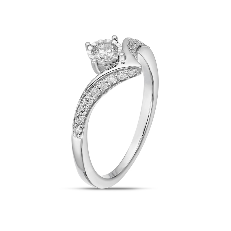 Main Image 2 of 9ct White Gold 0.33ct Diamond V-Shape Ring