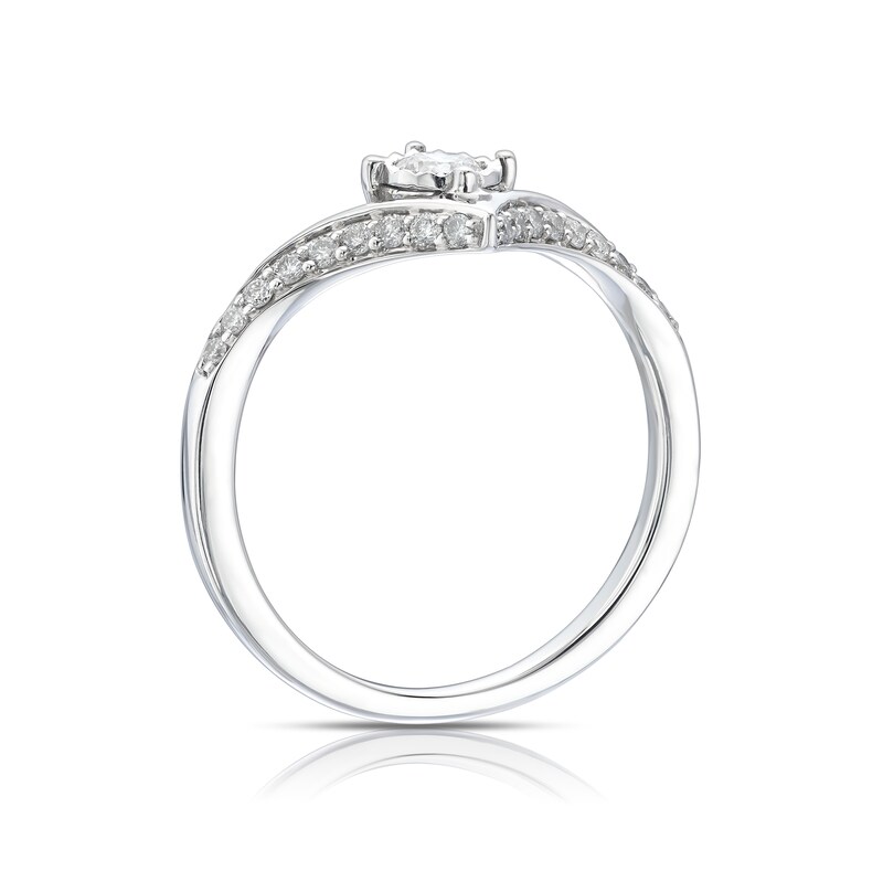 Main Image 3 of 9ct White Gold 0.33ct Diamond V-Shape Ring
