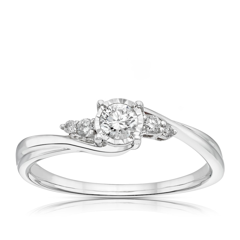 Main Image 1 of 9ct White Gold 0.25ct Diamond Twist Illusion Solitaire Ring