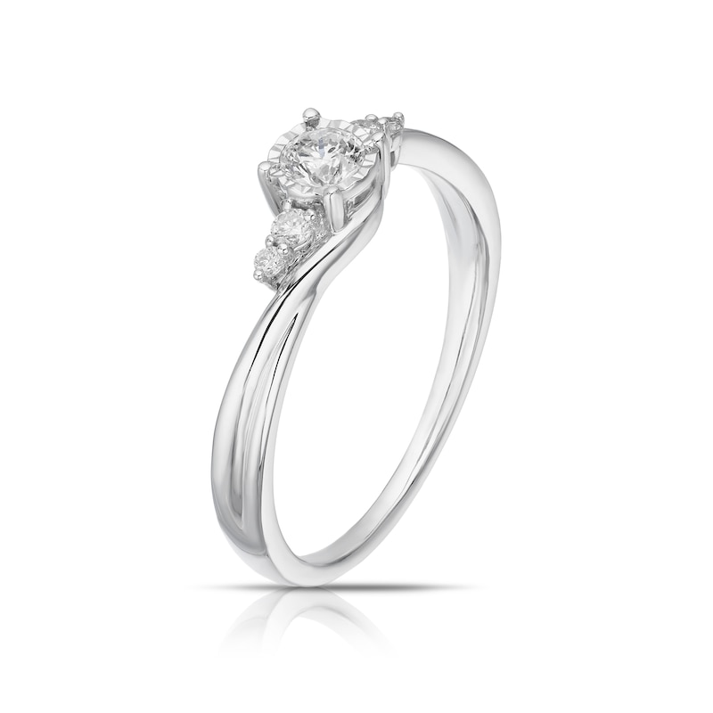 Main Image 2 of 9ct White Gold 0.25ct Diamond Twist Illusion Solitaire Ring